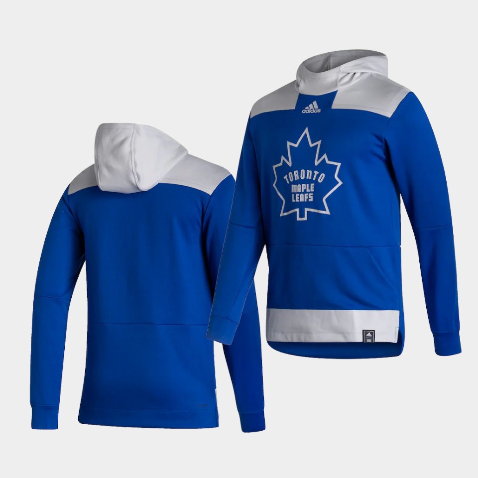Men Toronto Maple Leafs Blank Blue NHL 2021 Adidas Pullover Hoodie Jersey->->NHL Jersey